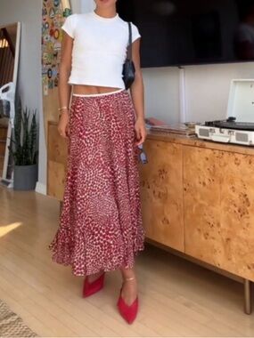 J. Crew Vintage Y2K Gwyneth Red Strawberry Skirt L